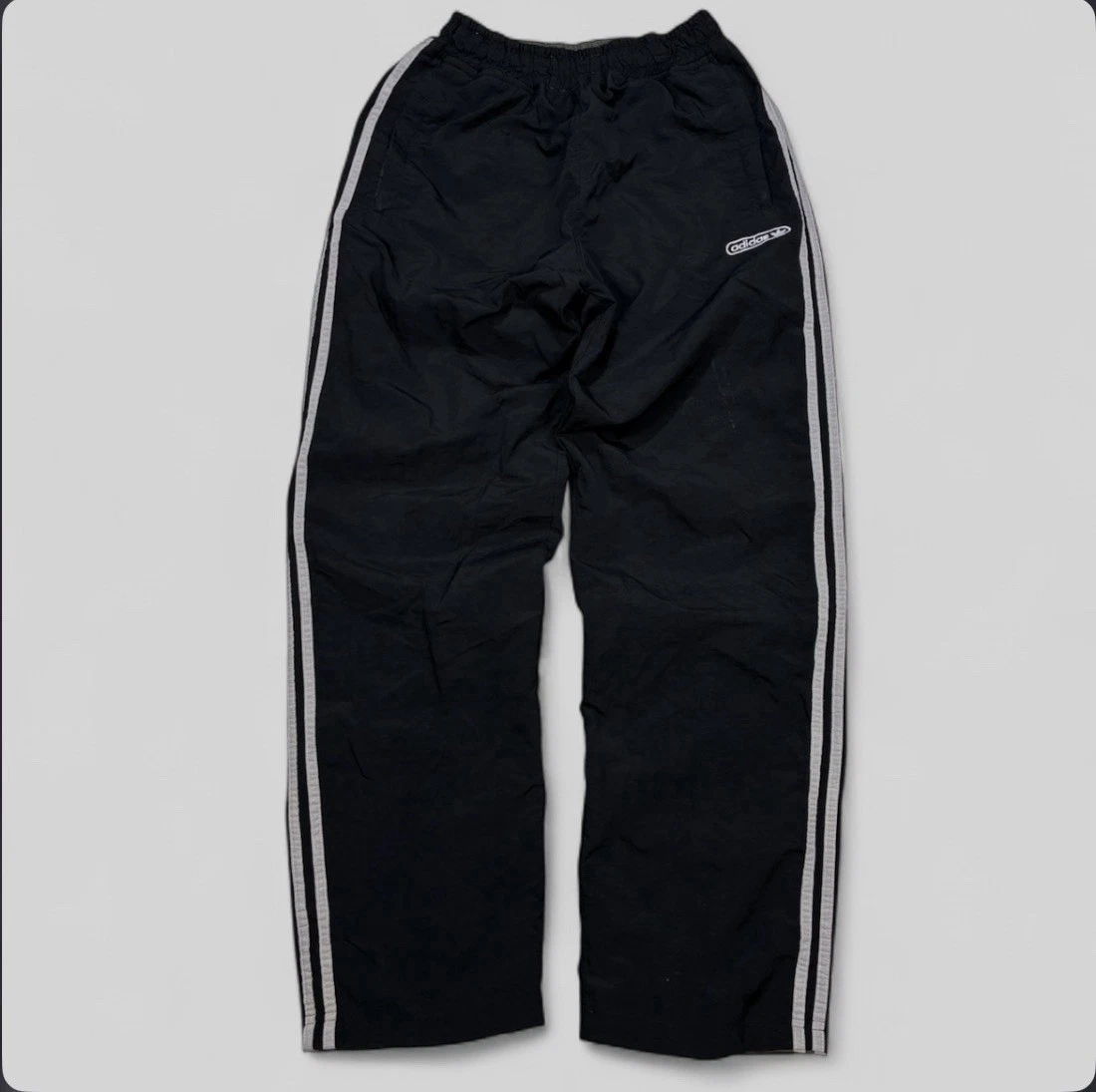 Adidas Reversible Track Pants Black Olive 3 Stripe Nylon Y2K Mens L