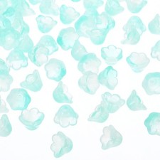 Glass Trumpet Flower Beads, 200 Pcs Gradient Flower Bead Charm, Cyan