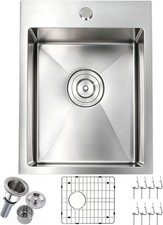 15x20 Inch Bar Sink Drop In Topmount Small 16 Gauge 304 Stainless Steel Kitchen