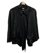 BALENCIAGA Long Sleeve Shirt Blouse Silk/Ruffle/Spring/Autumn Black F/S from Jap