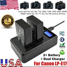 NEW 2000mAh LP-E17 Battery USB Charger For Canon EOS Rebel T6i T7i 800D M6 M5