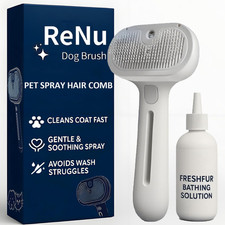 Fresh Fur Shower Brush, 3-In-1 Self-Cleaning Steamy Pet Brush for Dogs  Cats  