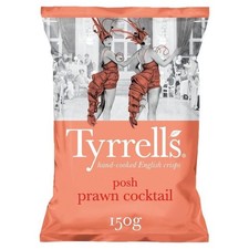 Tyrrells Posh Prawn Cocktail Hand Cooked Potato Crisps 24 x 40g Bags
