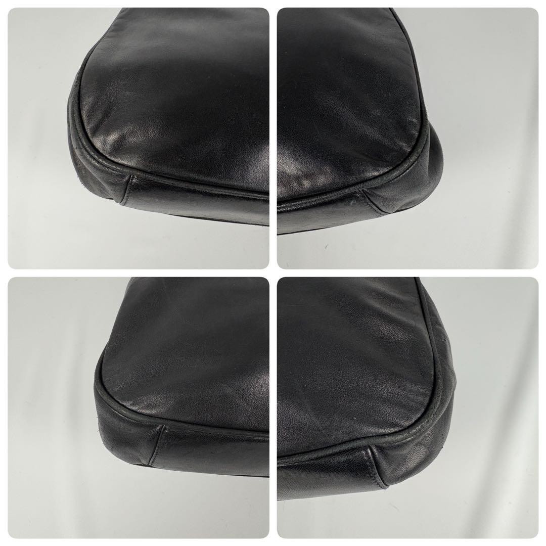 90s Prada Leather Shoulder Bag Black thumbnail 11