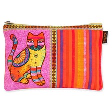 Laurel Burch Classic Felines Cosmetic Bag pink/orange stripes E , Maya Cat