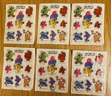 Vintage Mr. Men & Little Miss Puffy Stickers 1983 Roger Hargreaves 6 Sheets