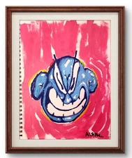 Original Art Angry Face 14x11 Contemporary Expressionist Painting on PAPER