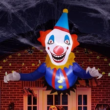 VINGLI Inflatable Halloween Yard Decoration Clown, LED Lights, Outdoor Indoor...