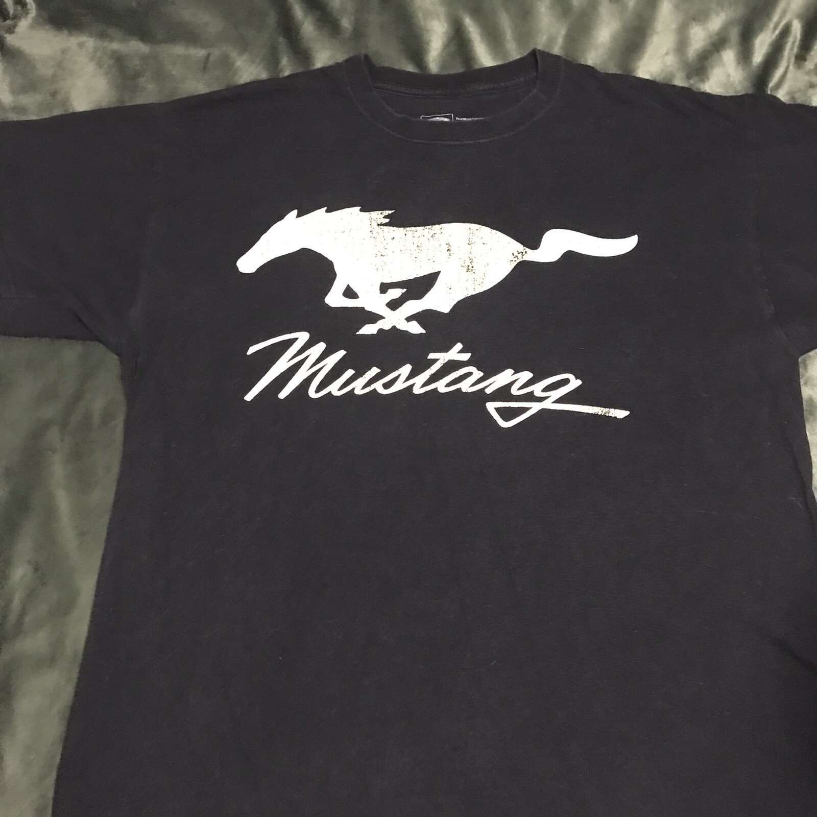 PONY T shirt vintage Ford Mustang nera L bianca logo cavallo maglietta manica