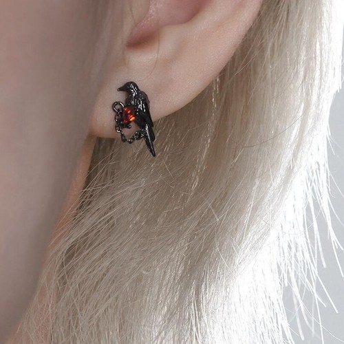 Pendientes colgantes con clip de oreja de cuervo amor y espacio profundo oreja perno cosplay gota regalo - Imagen 3 de 8