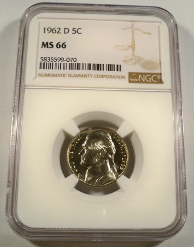 1962-D NGC MS66 JEFFERSON NICKEL 5c MS 66