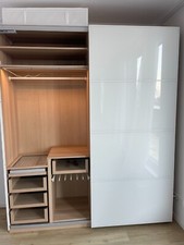 IKEA PAX Kleiderschrank mit Spiegel-Schiebetür, LED, Schmuck-Schublade