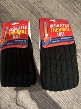 2- NEW West Loop Insulated Thermal Winter Hat Black Unisex One Size Fits Most G