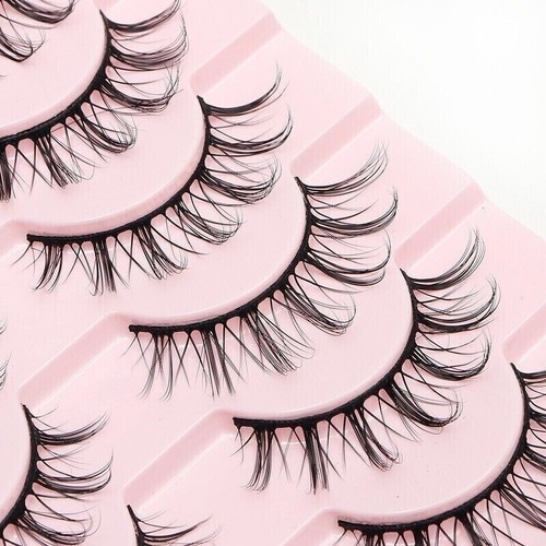 NEW False eyelashes natural thick long makeup eyelashes full curl soft 7 pairs - Picture 6 of 47