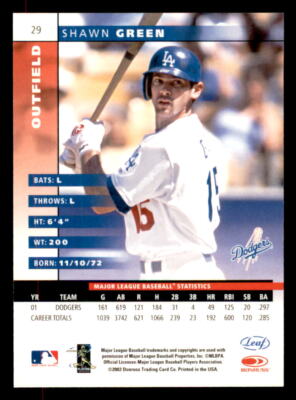 2002 Leaf #29 Shawn Green Los Angeles Dodgers | eBay