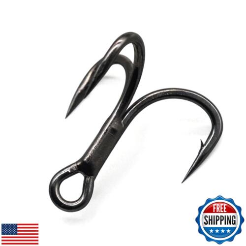 YHC 30PCS 4X Strong High Carbon Steel Sharp Barbed Fishing Treble Hooks Tripl - Picture 5 of 5