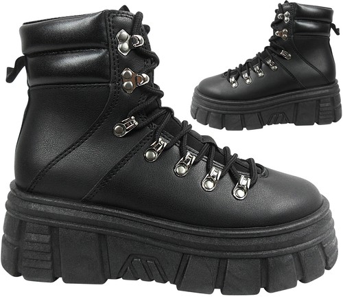 Mujer Gótico Punk Motero Tacón Plataforma Suela Gruesa Botines Talla | eBay