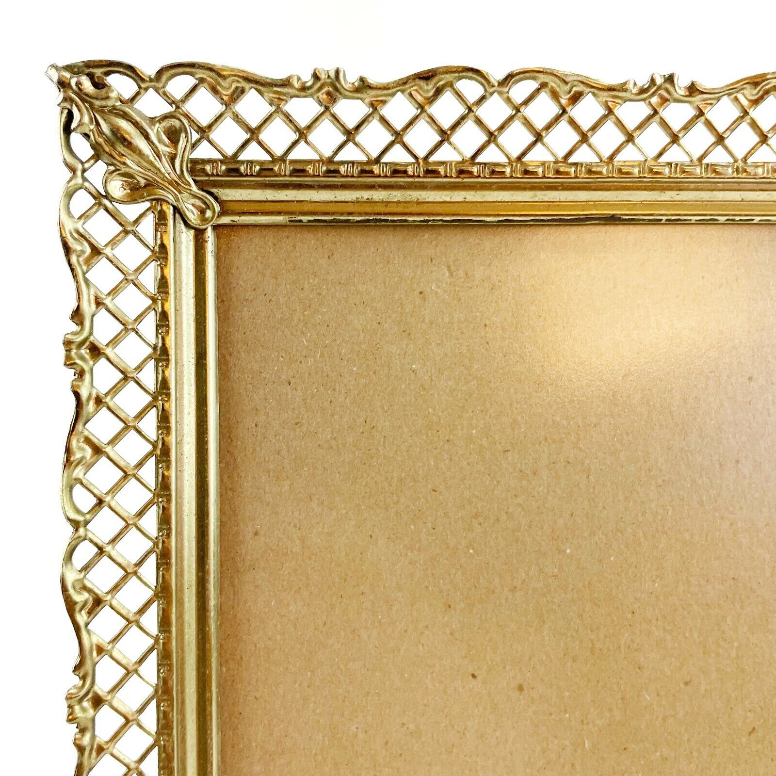 Vintage Metal Photo Frame 8X10 Gold Ornate Lattice Filigree Hollywood  Regency eBay