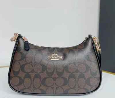COACH Teri Shoulder Bag CA548 in Signature Canvas Brown New Fast