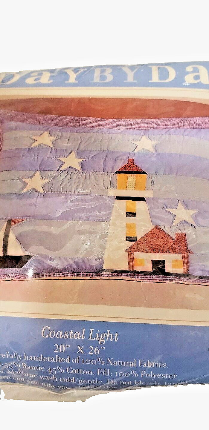 VTG NOS Set 2 Day By Day Coastal Light Pillow Shams 20"X26" Sailboat