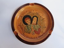 Vintage Pensbury Pottery Ashtray “Its making down” Couple Under Umbrella