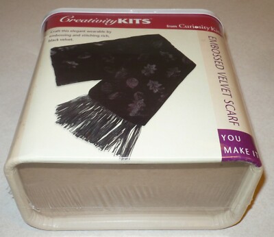 EMBOSSED VELVET BLACK SCARF Embossing & Stiching Kit FALL AUTUMN LEAVES
