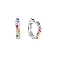 Klappcreolen Aus 925 Sterling Silber Rhodiniert Mit Bunten Zirkonia Neu V