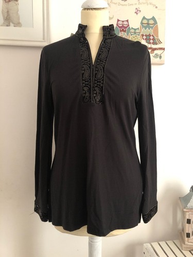 Talbots Petites Ladies Black Blouse Tunic Top Size S Small UK 10 - 第 10/10 張圖片