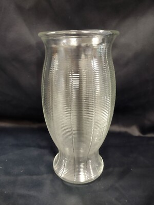 FTD Glass  Vase Clear  Fine Vertical And Horizontal Ribbed Made In USA Pre-owned