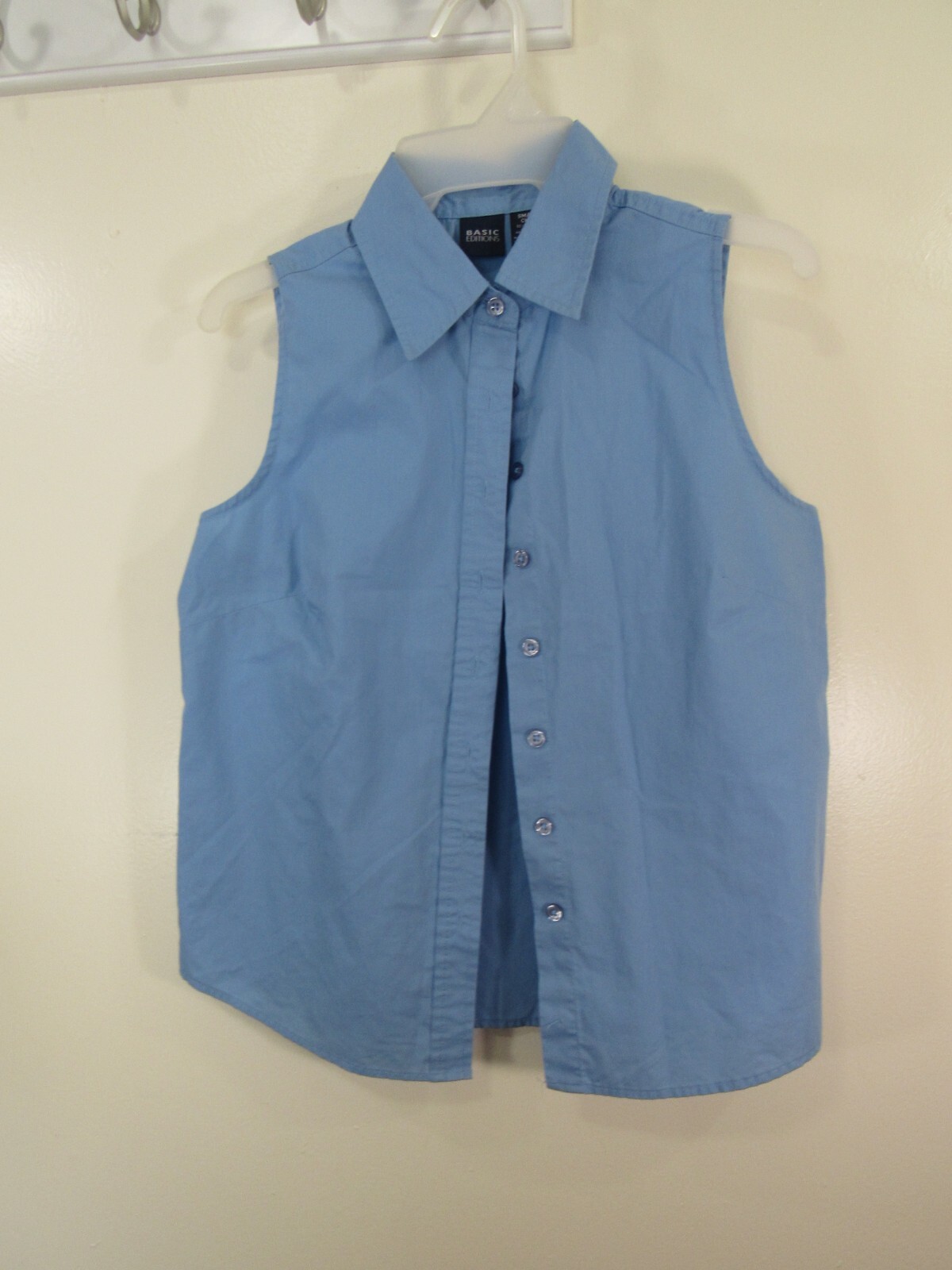 Basic Editions Top Size S Blue Button Front Sleev… - image 1