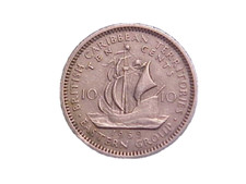 1959 British Caribbean Territories 10 Cents Elizabeth II KM#5-Nice Circ!c3106xux