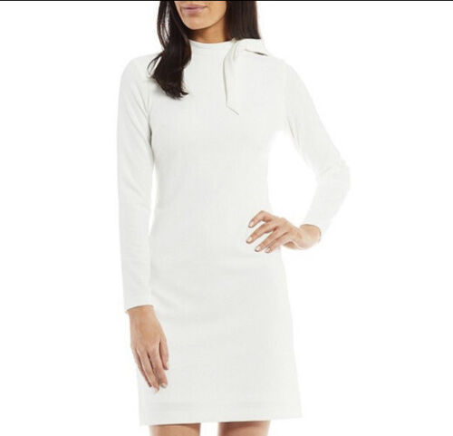 CALVIN KLEIN TIE-NECK EFFORTLESS DRESS, WHITE, Size 14 NWT | eBay