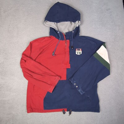 Vintage Tommy Hilfiger Jacket Youth XL Colorblock Hoodie y2k