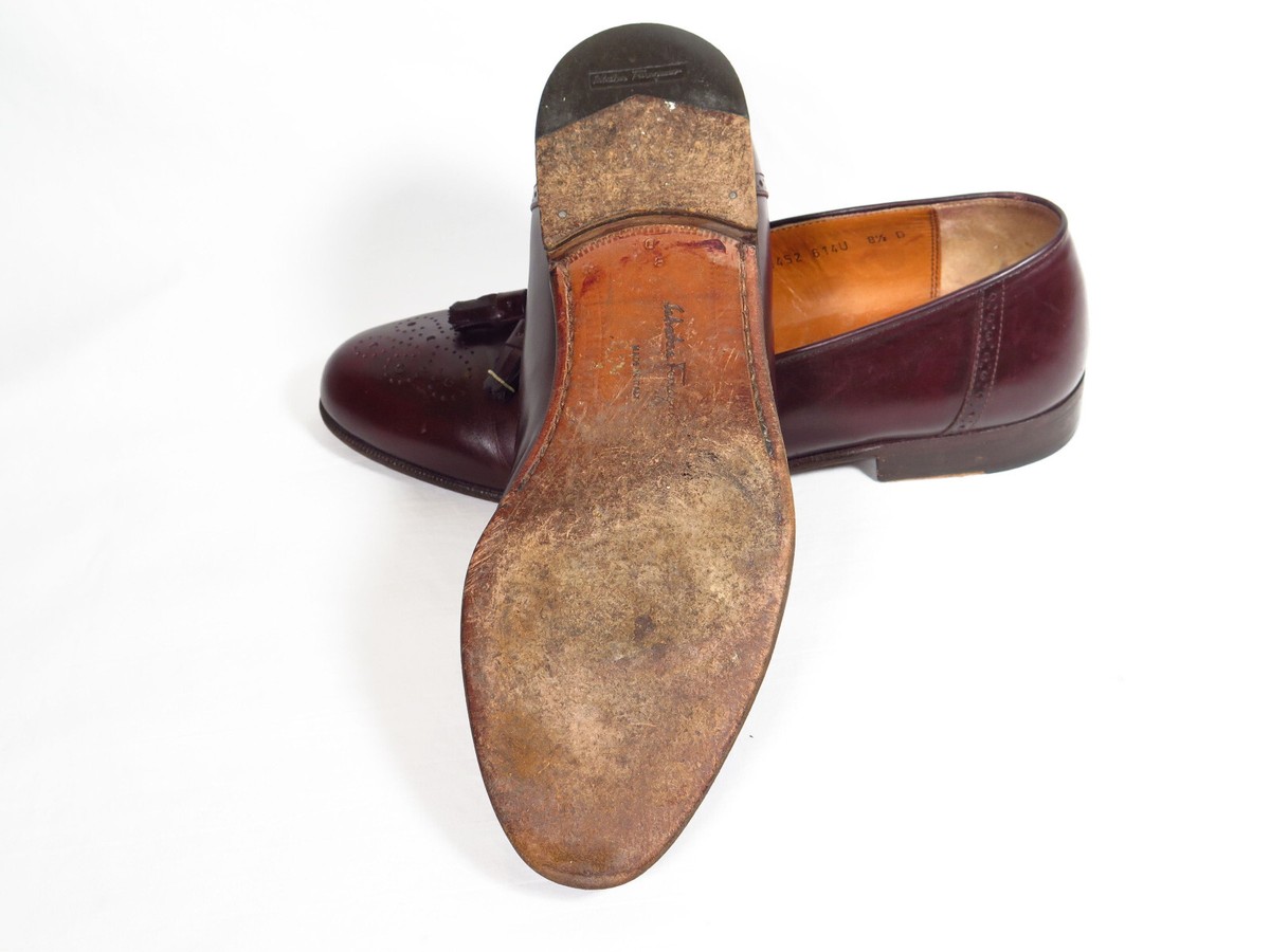 VTG EUC Salvatore Ferragamo Brown Brogue Tassel Loafers sz 8.5 Men\'s Salvatore Ferragamo Brown Wingtip Dress Shoes for Men for  main image 2