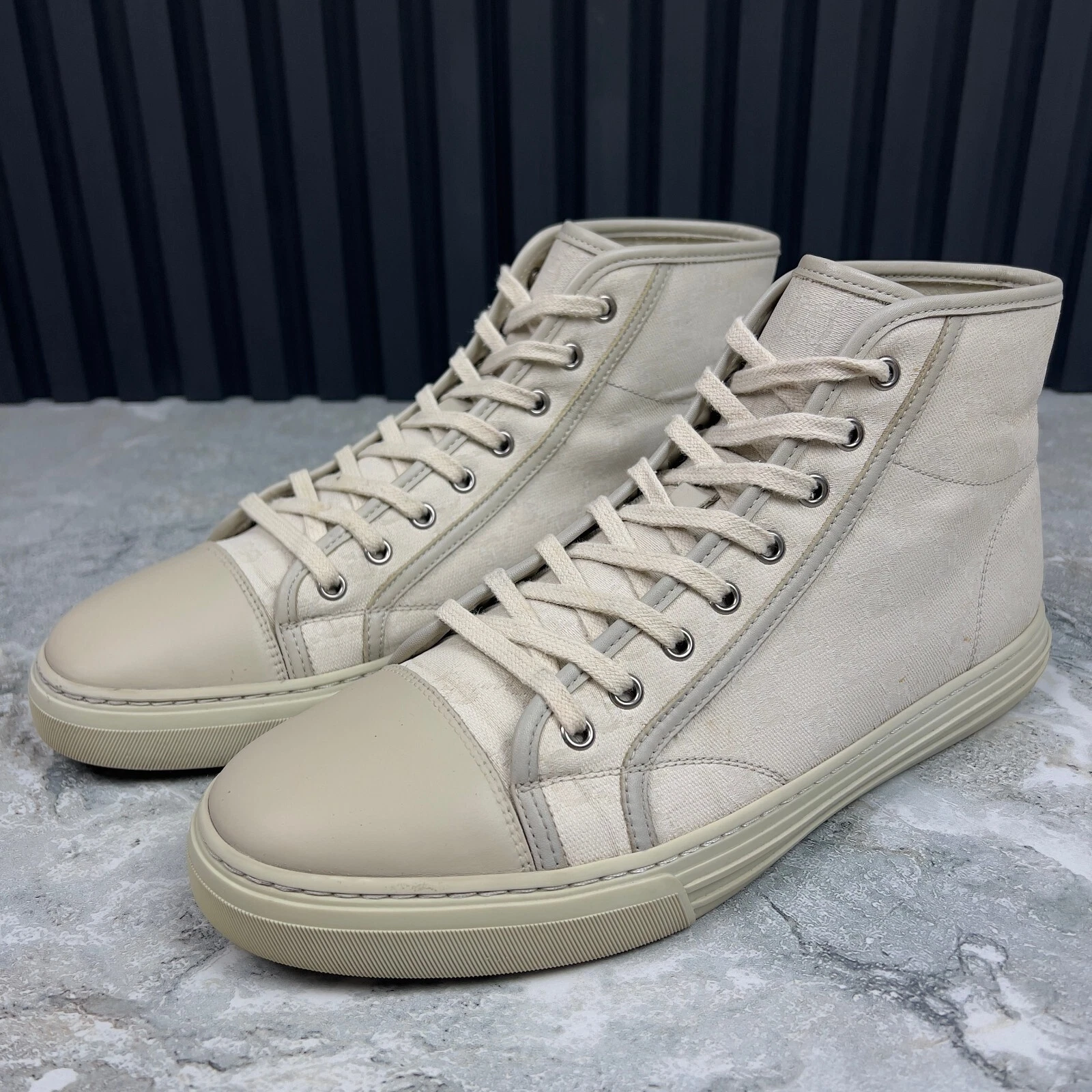 Baskets hautes Gucci GG monogramme blanc ivoire tissu 9 G ou 9,5 US ou *
