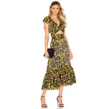 A.L.C. Valencia Cutout Floral Silk Midi Dress Purple Size 10