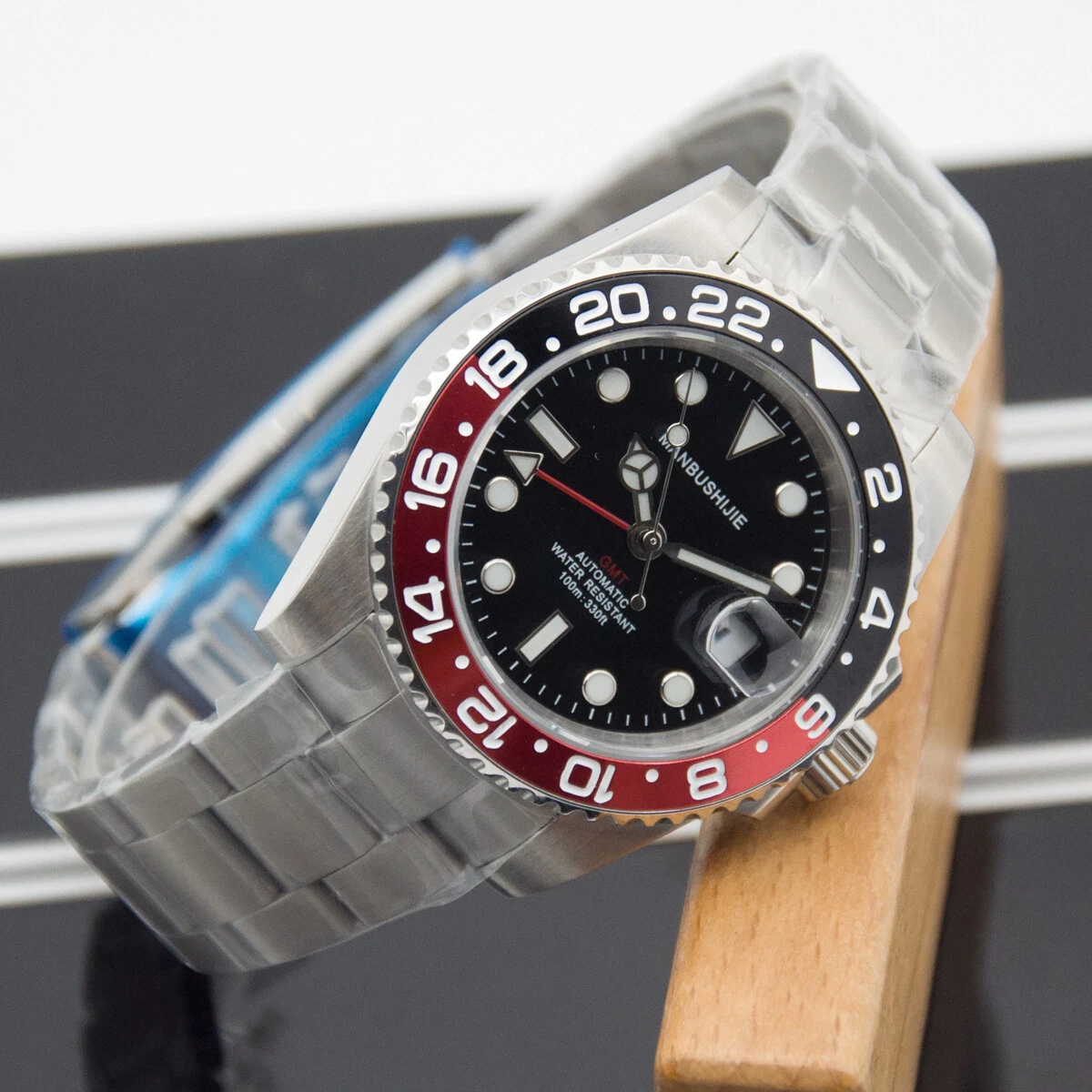 40mm MANBUSHIJIE black dial GMT sapphire glass Automatic movement