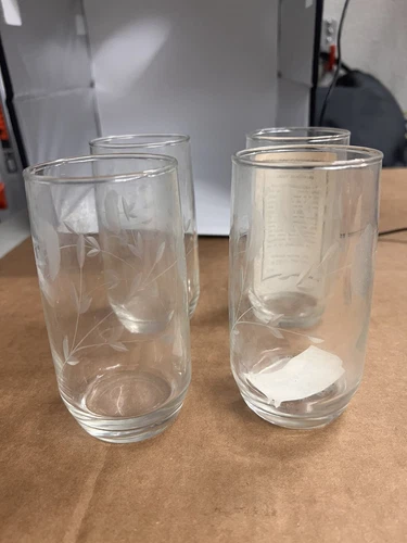 Vintage Princess House HERITAGE Crystal Etched Glass 5" Tumblers, #0460 4pc Set