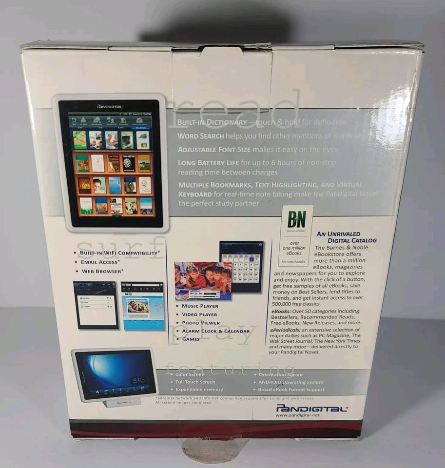 Pandigital Novel eReader Tablet, 1GB, Wi-Fi, 7in White Barnes & Noble BRAND NEW  - Image 3 of 4