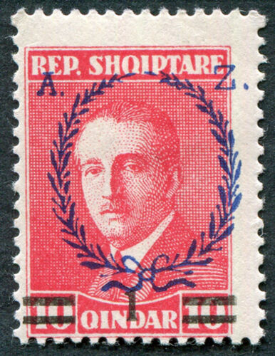ALBANIA 1925 1 on 10q rose-red SG229 MH FG President Zogu Second Year #A02 - 第 1/1 張圖片