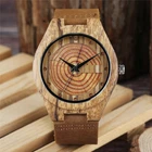 Wooden Watch Mens Genuine Leather Band Wood Bamboo Quartz Men Watches Sport Gift