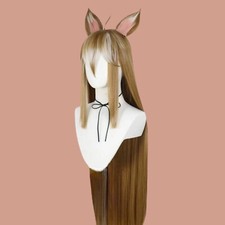 Anime Genshin Impact Cosplay Gorou Long Brown Wig with Ears  Wigcap