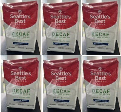 6x Seattle's Best Decaffeinated Portside Blend Med Roast Ground