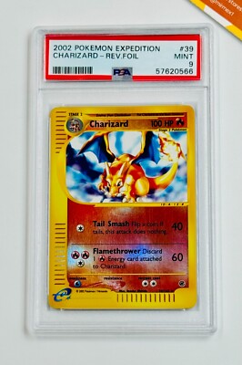 Pokemon PSA 9 Charizard Reverse Foil #39 Expedition 2002 Pokemon PSA 9 Charizard Reverse Foil #39 Expedition 2002