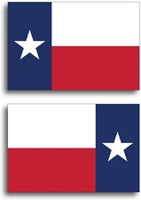 2 pk Texas American USA Flag Reverse Vinyl Decal Bumper Sticker Car Truck Window