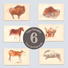 c1950 Lote 6 Postales Arte Rupestre Altamira España Seix y Barral Animales Prehistóricos