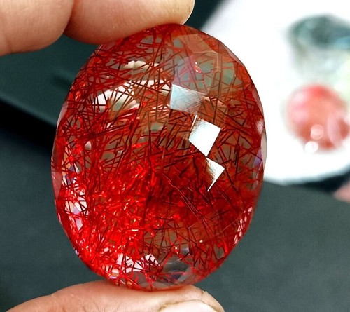 Certified 175.00 Ct Oval Cut Natural Red Rutilated Quartz Loose Best Gemstone - Picture 7 of 8