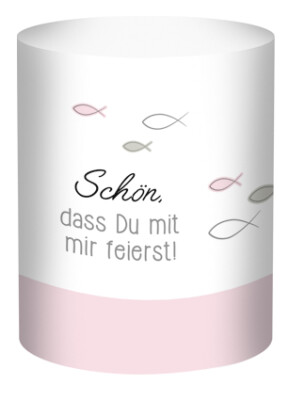 5x Ursus Mini Tischlicht Schön dass Du mit mir feierst rosa Kommunion Fisch neu