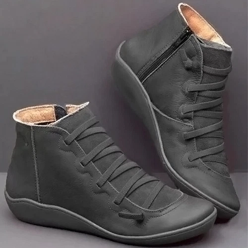 Women Ankle Boots Flat Leather Arch Support Sneakers Casual Work Bootie Shoes Sz - Bild 55 von 72