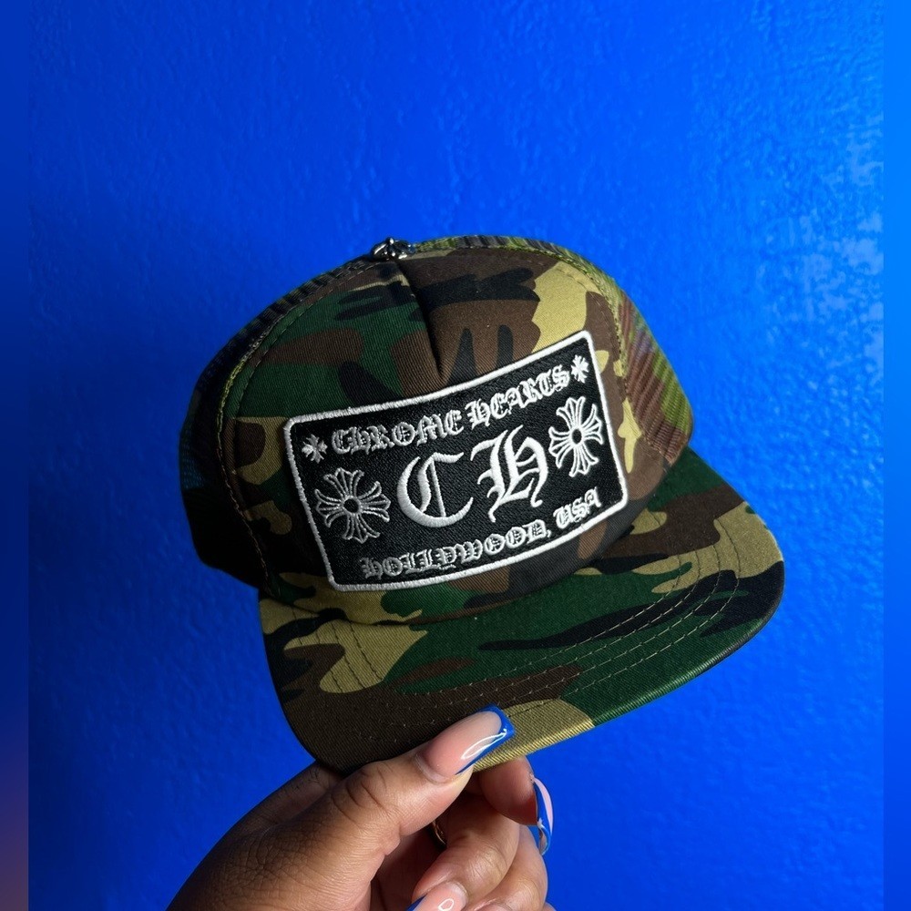 Chrome Hearts Camo Hollywood Patch Mesh Trucker Hat Adjustable